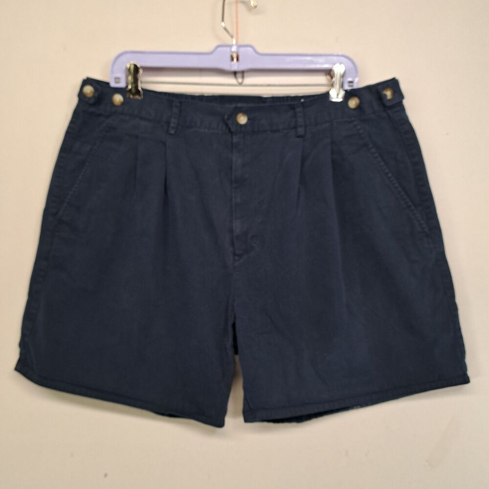 Givenchy Activewear Mens Shorts Size 40 Navy Blue Pleated Elastic Waist Vintage